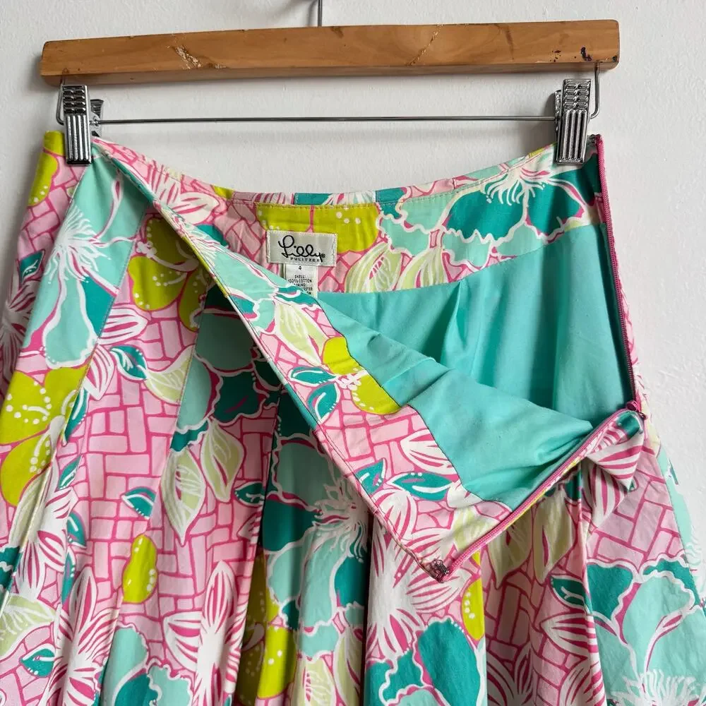 LILLY PULITZER Ingrid Knee-length Pleated Floral Skirt - Picture 5 of 7